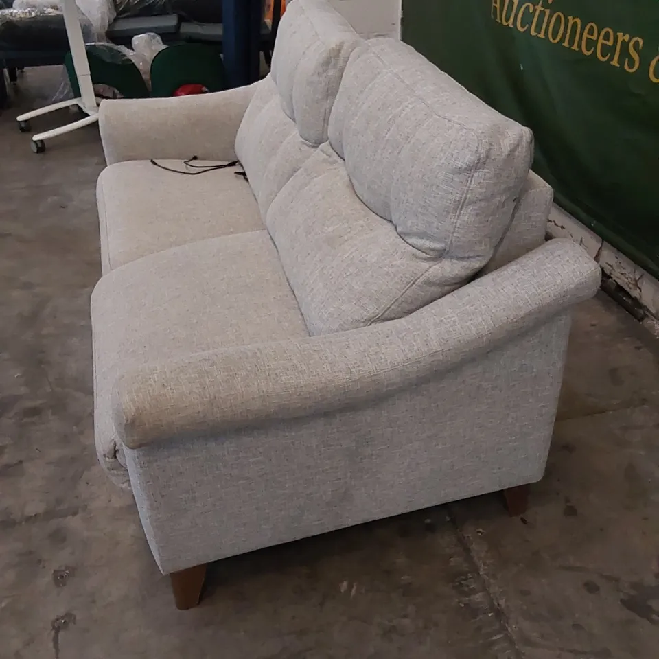 QUALITY G PLAN DESIGNER FLAIR DISC 3-SEATER 2-CUSHION ELECTRIC RECLINER SOFA IN OASIS INDIGO GREY FABRIC 