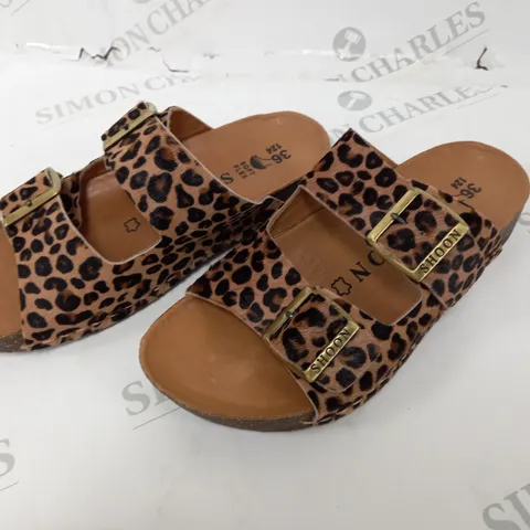 SHOON STROLL TAN LEOPARD SANDALS - 36