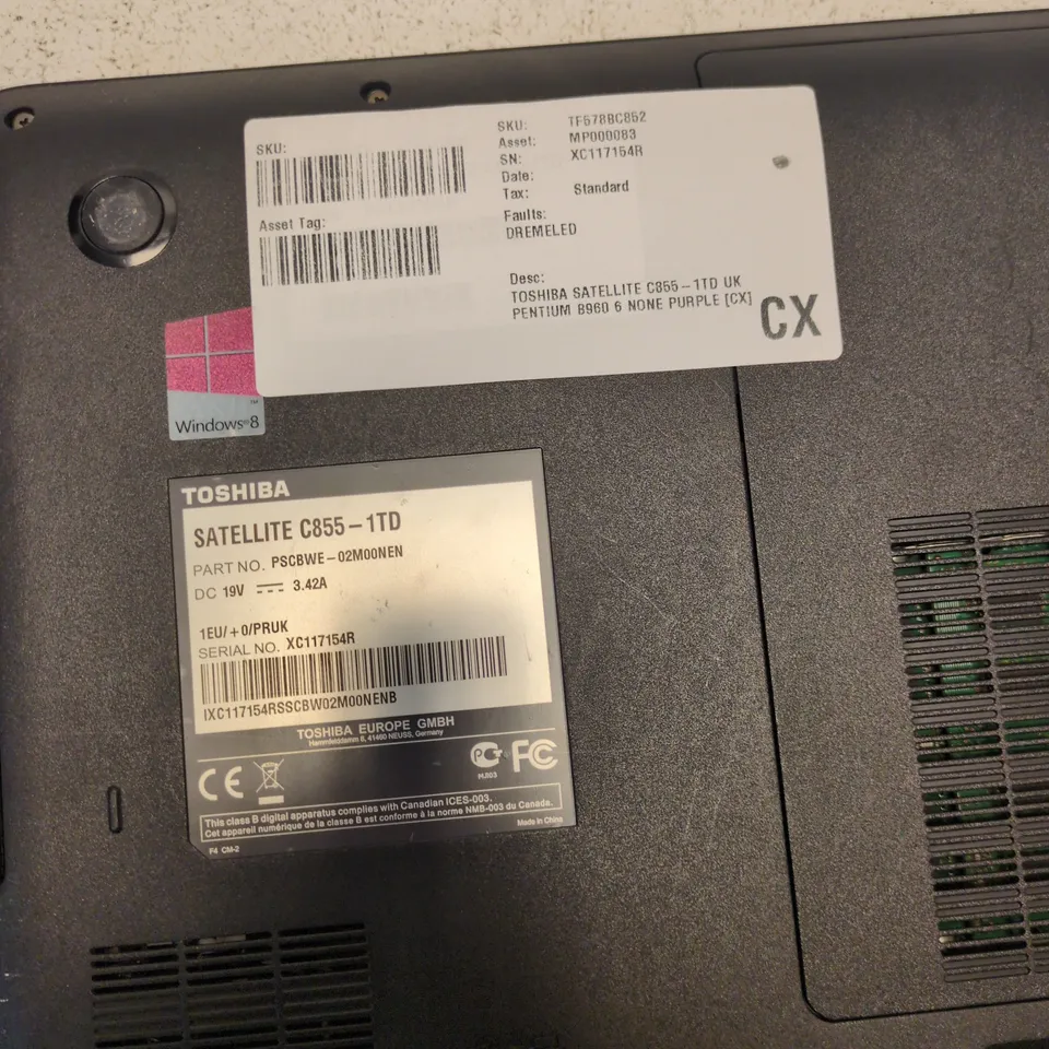 TOSHIBA SATELLITE C855-1TD LAPTOP – PURPLE