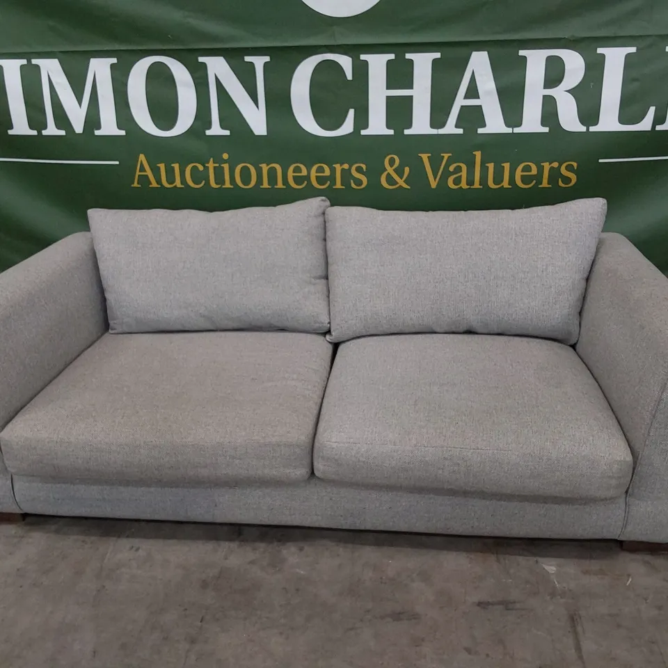DESIGNER THREE SEATER SOFA GREY FABRIC 