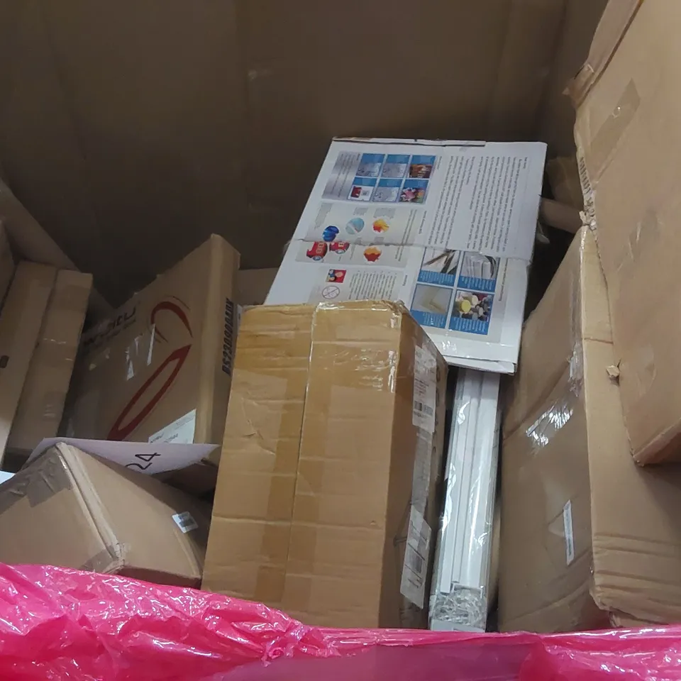 PALLET OF ASSORTED ITEMS INCLUDING TOILET SEAT, VERTICAL RADIATOR, LED CEILING LIGHT , MULTI-STAGE CAR SEAT