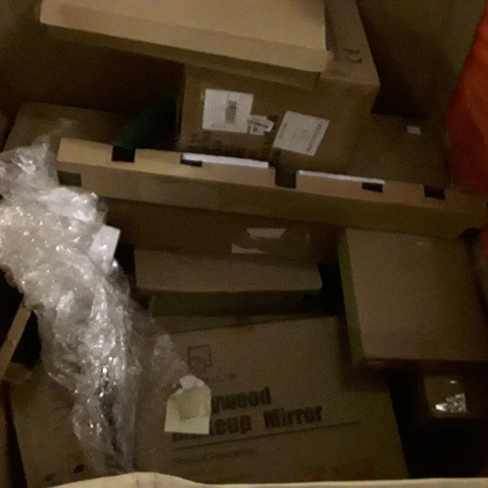 PALLET OF ASSORTED PRODUCTS INCLUDING PUZZLE TABLE, CLOTHES DRYER, MULTI-USE PRESSURE COOKER, BED TABLE, HOLLYWOOD MAKEUP MIRROR 