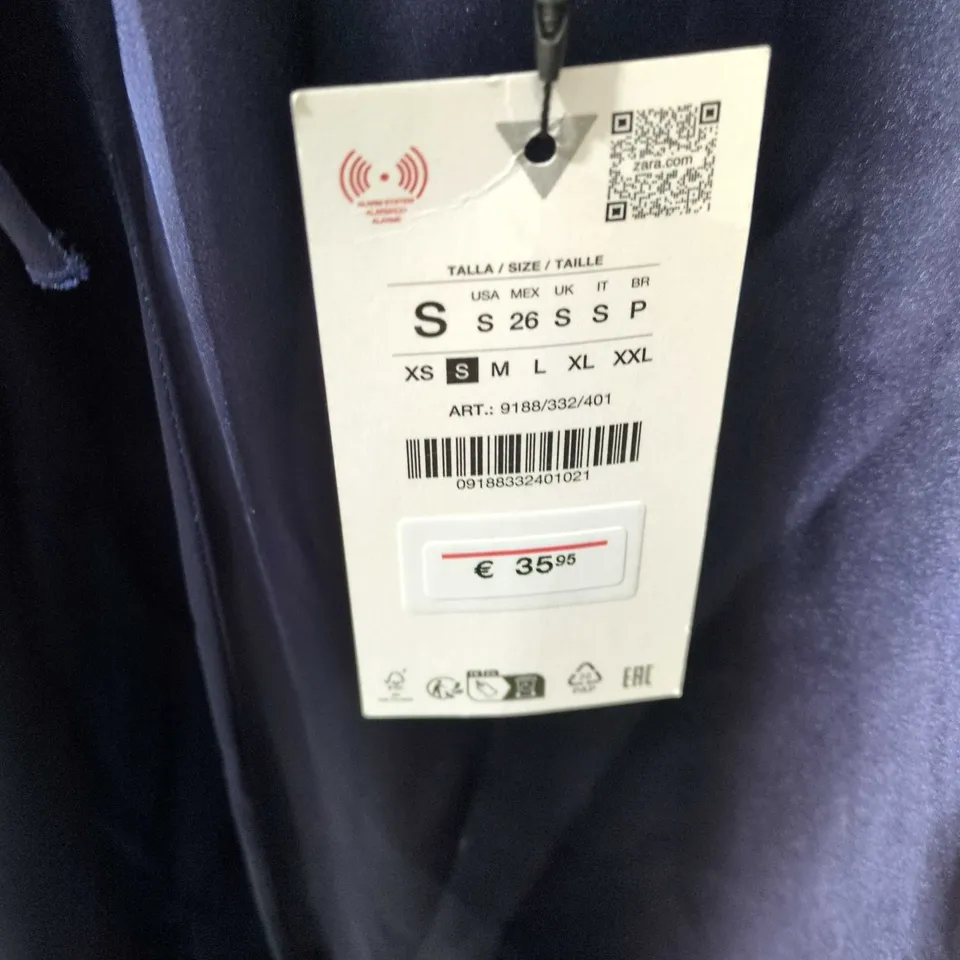 ZARA SATIN SLIP DRESS NAVY – SIZE S