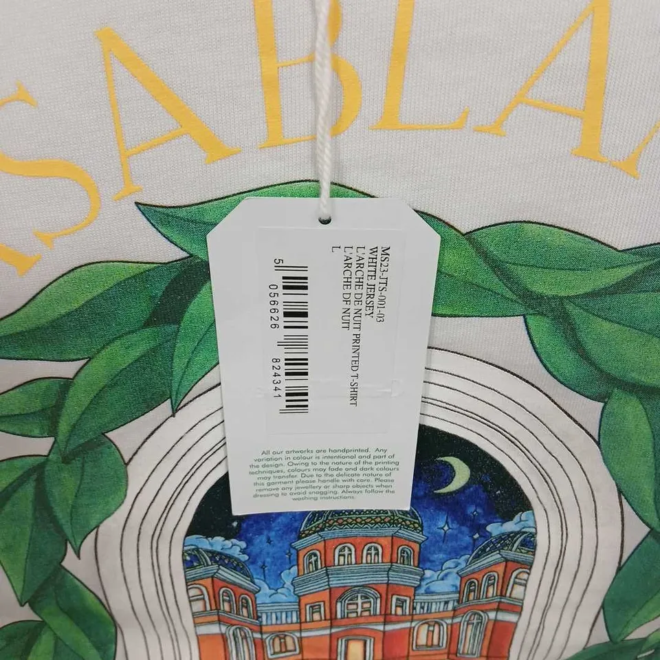 CASABLANCA TENNIS CLUB T-SHIRT – WHITE, LARGE (L)