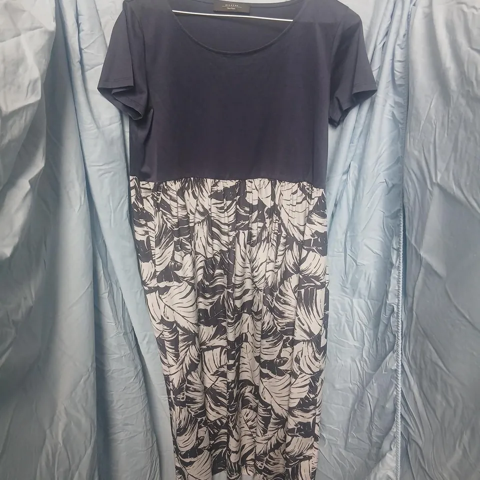 WEEKEND MAX MARA DRESS – NAVY BODICE WITH PALM-PRINT SKIRT 