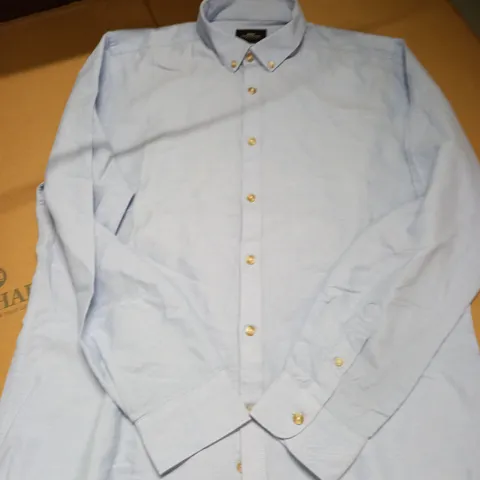 MOSS LONDON LIGHT BLUE EXTRA SLIM FIT SHIRT - SIZE L