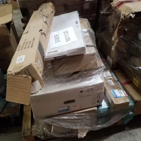 PALLET CONTAINING ASSORTED PRODUCTS INCLUDING PARASOL UMBRELLA, TOWEL RAIL & METAL SHELVING