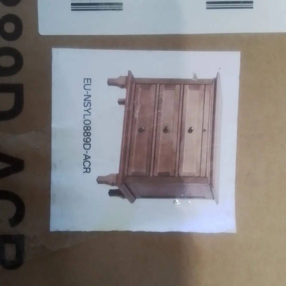 BOXED DOMINIC 3 DRAWER END TABLE WITH BUILT IN OUTLETS
