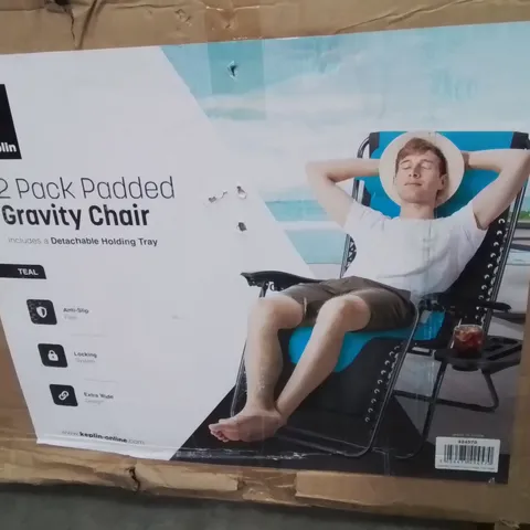 BOXED KEPLIN 2 PACK OF PADDED GRAVITY CHAIRS -TEAL-