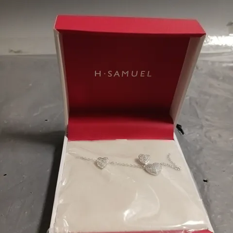 BOXED STERLING SILVER CUBIC ZIRCONIA PAVE HEART PENDANT & EARRING SET