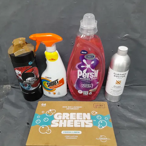 APPROXIMATELY 15 ASSORTED CLEANING PRODUCTS TO INCLUDE STAIN REMOVER, GREEN SHEETS, LIQUID DETERGENT ETC - COLLECTION ONLY 