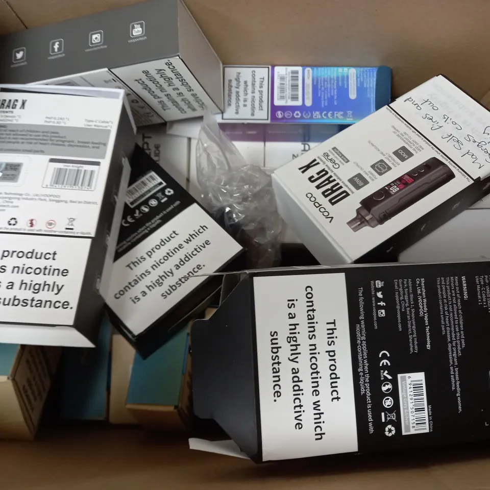 BOX OF APPROXIMATELY 20 ASSORTED E-CIGARETTES