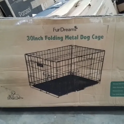 BOXED 30INCH FOLDING METAL DOG CAGE