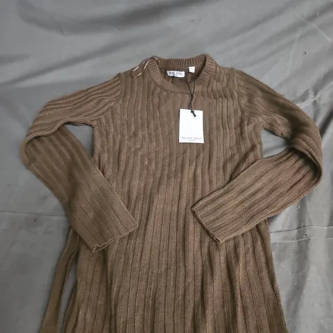 BRAVE SOUL LONDON BROWN RIBBED KNIT DRESS – UK SIZE 12