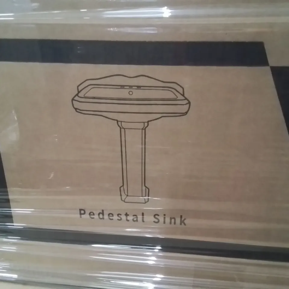 PALLET CONTAINING 4 DEERVALLEY DV-1P521 PEDESTAL BATHROOM SINK BASINS