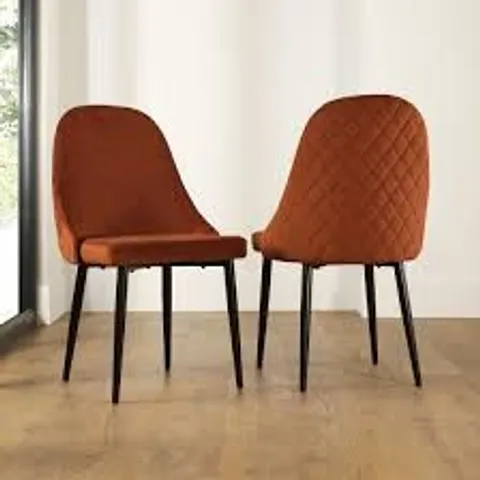 BOXED RICCO DINING CHAIR, BURNT ORANGE CLASSIC VELVET & BLACK STEEL (1 BOX)