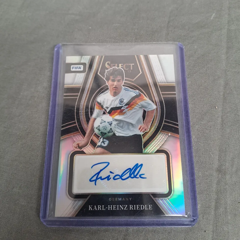 2022-23 KARL-HEINZ RIEDLE AUTO PANINI SILVER FIFA COLLECTIBLE CARD - SIGNED