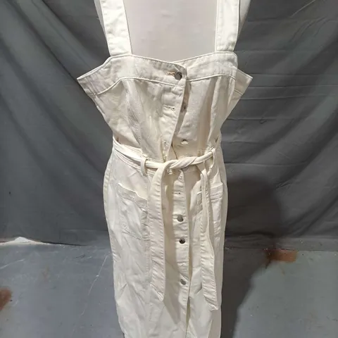 RIVER ISLAND DENIM BUTTON DOWN MIDI DRESS IN ECRU SIZE 16