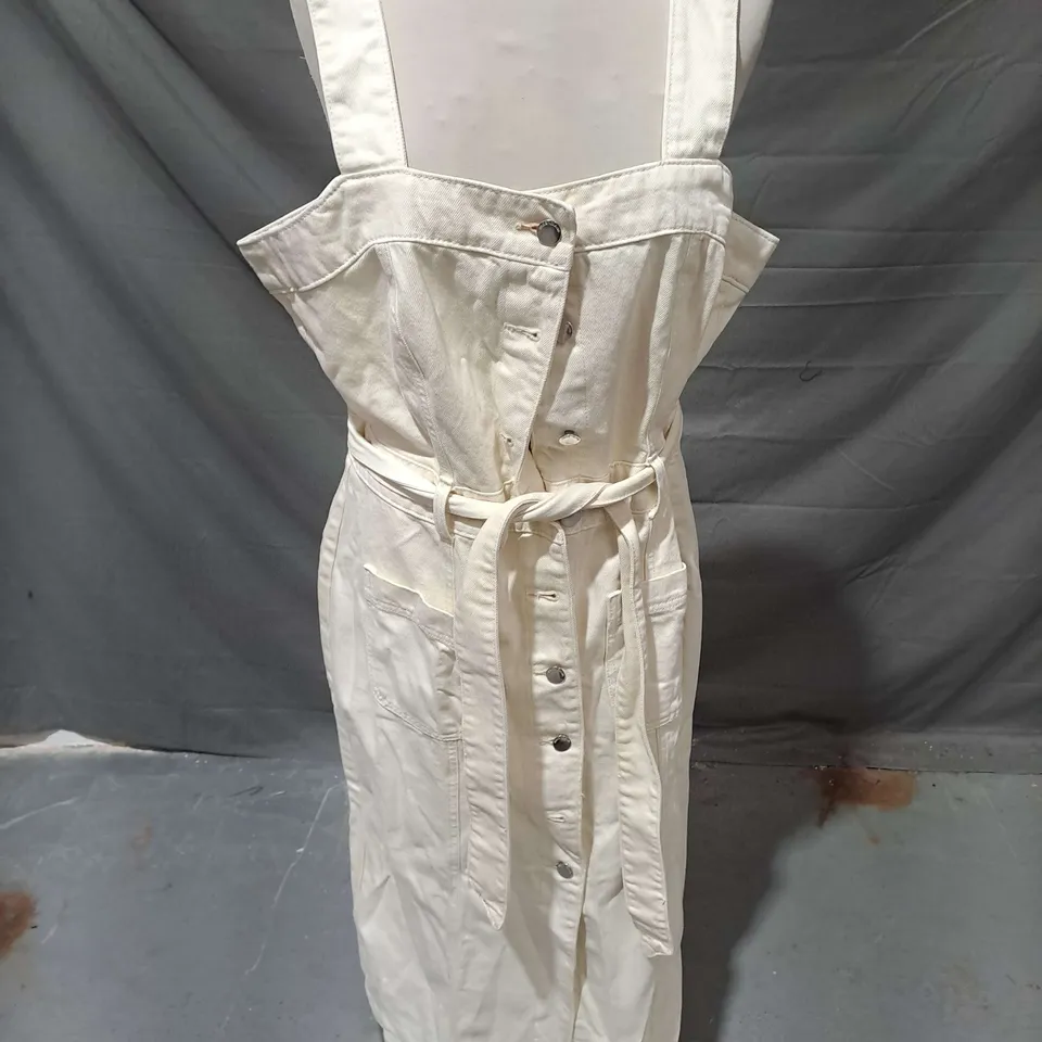 RIVER ISLAND DENIM BUTTON DOWN MIDI DRESS IN ECRU SIZE 16