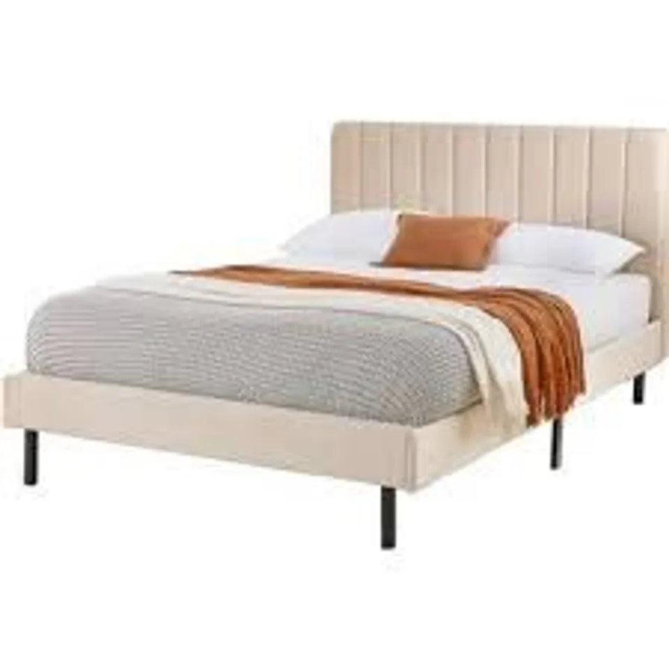 BOXED ASPIRE ESSENTIALS PLUSH VELVET BED//SIZE: SMALL DOUBLE - CREAM (1 BOX)