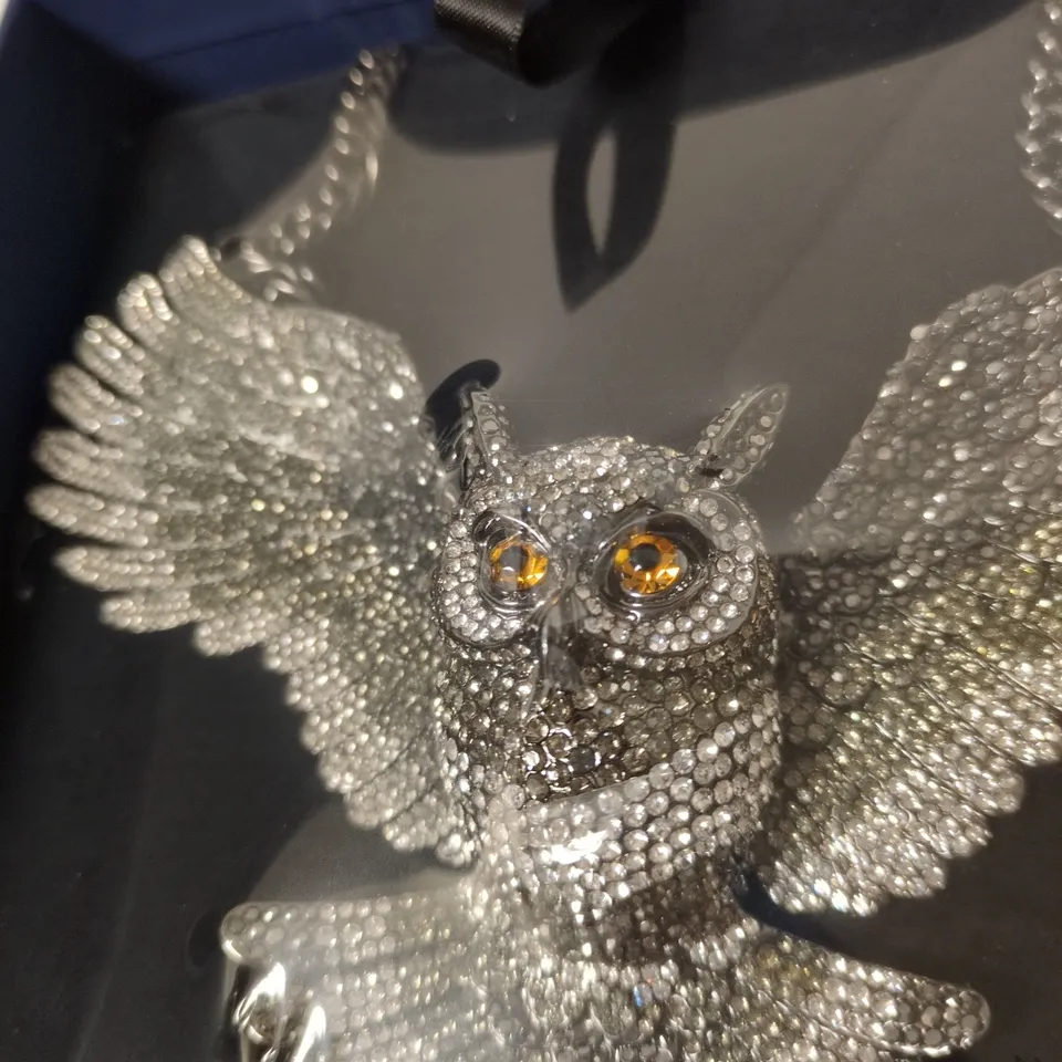 BUTLER & WILSON OWL PENDANT NECKLACE – CRYSTALLINE, BOXED