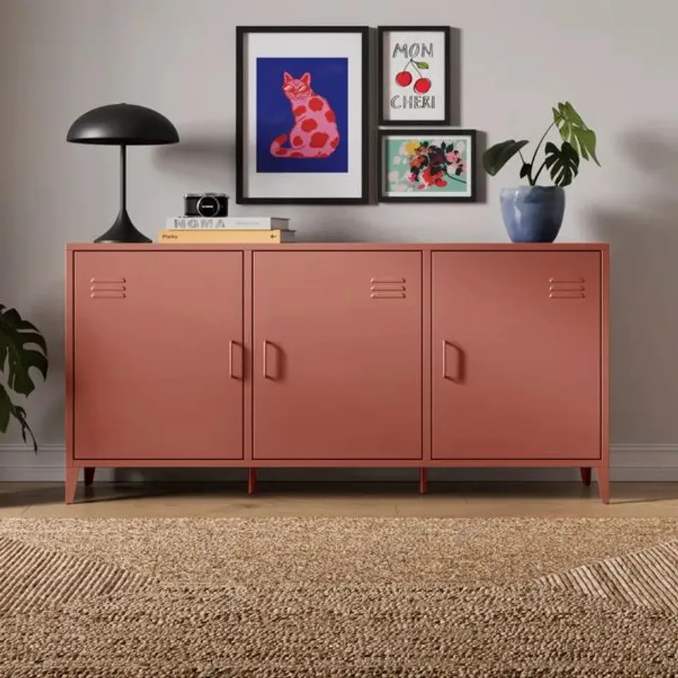 BOXED HELGA METAL WIDE SIDEBOARD - TERRACOTTA (1 BOX)