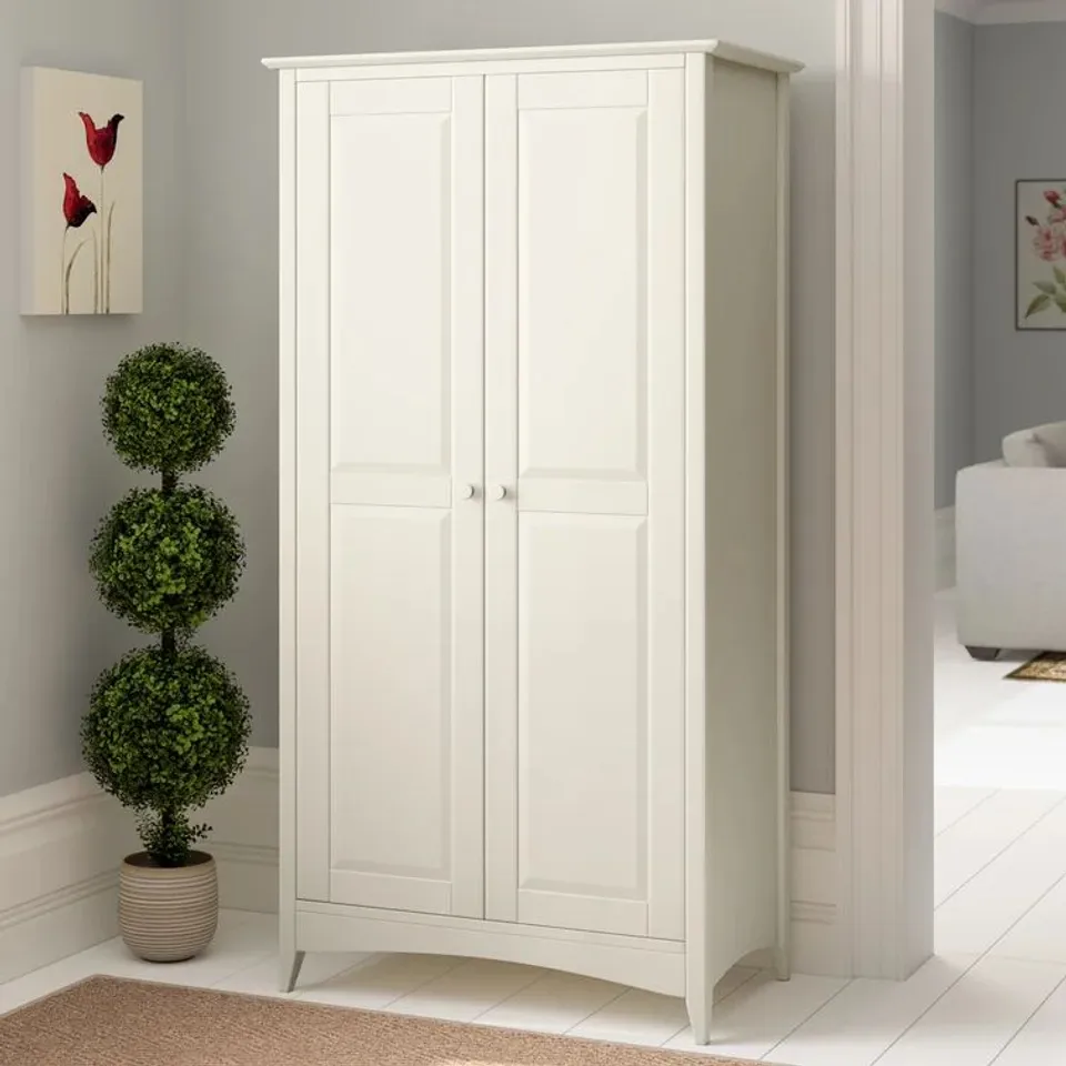 BOXED MCGUIRE 2 DOOR WARDROBE - STONE WHITE (1 BOX)