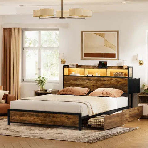 BOXED ANTIOCH BED FRAME WITH 2 UNDERBED DRAWERS & 2 BEDSIDE DRAWERS