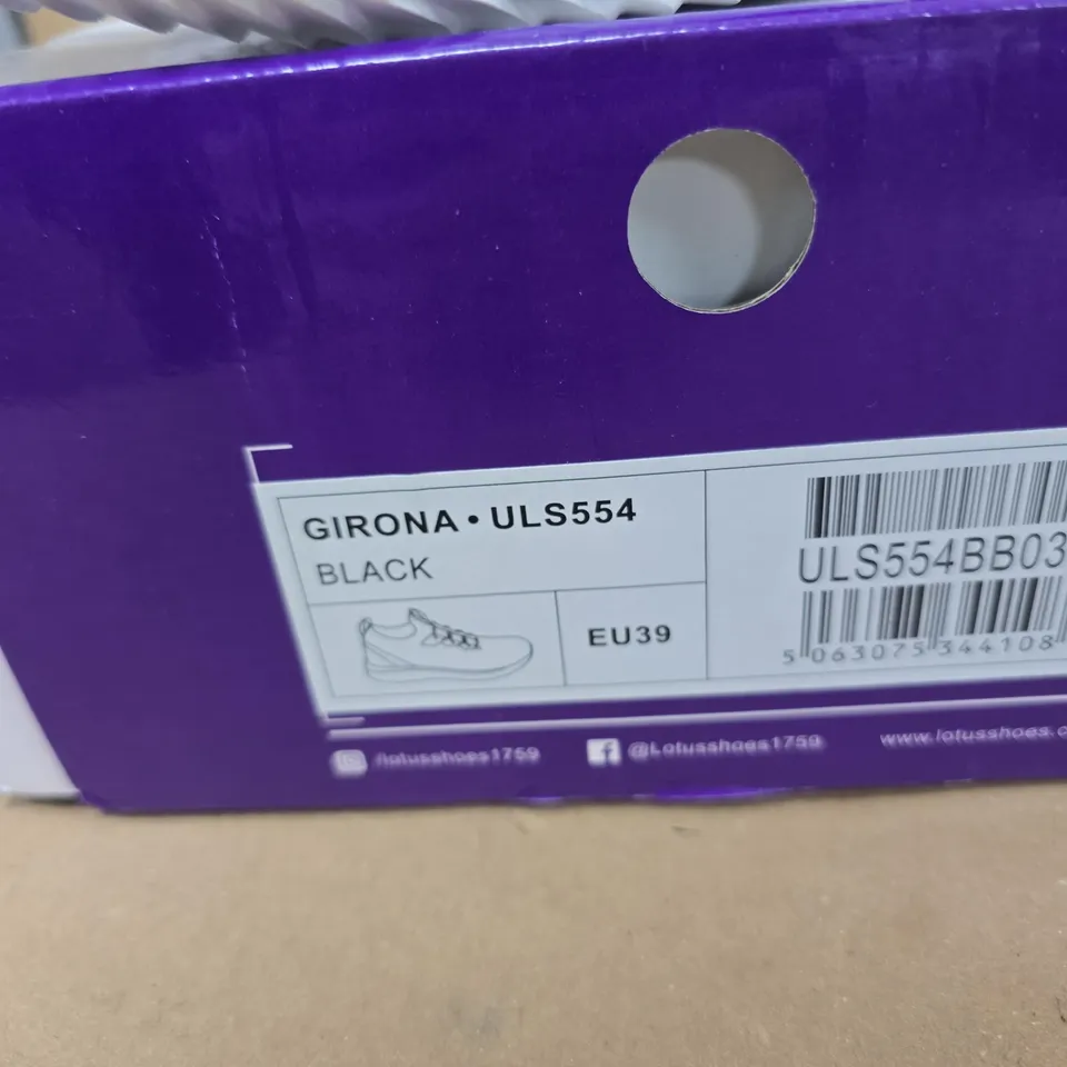 LOTUS ULS554 BLACK SNEAKERS, UK 6 (EU 39) – BOXED