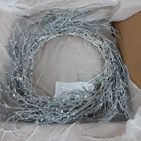 JM BY JULIEN MACDONALD PRE LIT GLITTER SEQUIN WREATH