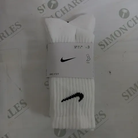 NIKE DRI FIT WHITE SOCKS - UK 2-5