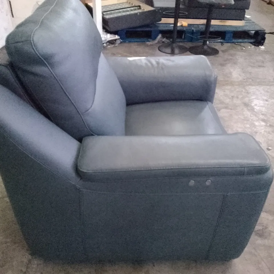 QUALITY ITALIAN DESIGNER PARMA NEW ELECTRIC RECLINER CHAIR - GREY LEATHER 