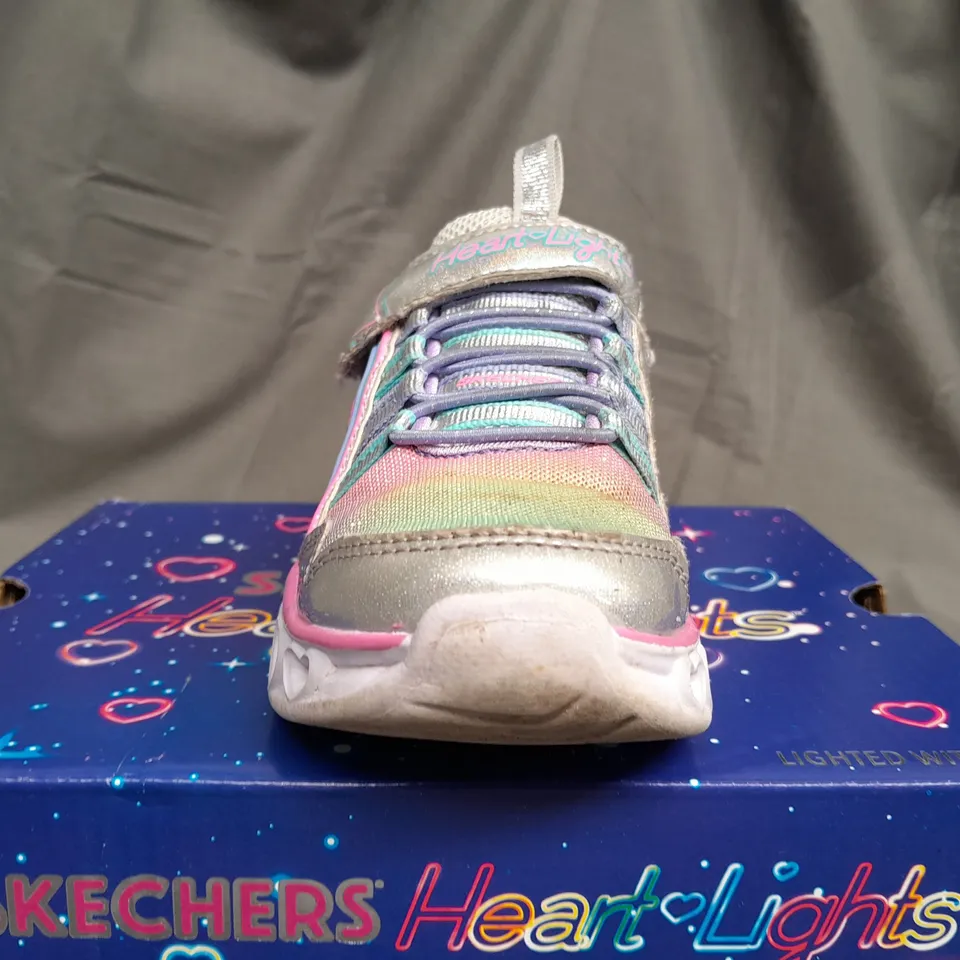 BOXED SKECHERS HEART LIGHTS RAINBOW LUX TRAINERS - UK 11.5 KIDS