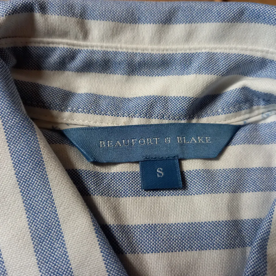 PACK OF 2 BEAUFORT AND BLAKE SHIRTS - SUTTON NAVY CASHMERE AND EASTRY BLUE STRIPE COTTON SHIRTS SIZE S