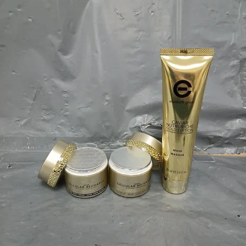 ELIZABETH GRAN LOT OF 3 ASSORTED SKINCARE PRODUCTS TO INCLUDE - CAVIAR CELLULAR RECHARGE SUPER NIGHT CREAM - CAVIAR GOLD EDITION MASK - CAVIAR CELLULAR RECHARGE SUPER DAY CREAM 