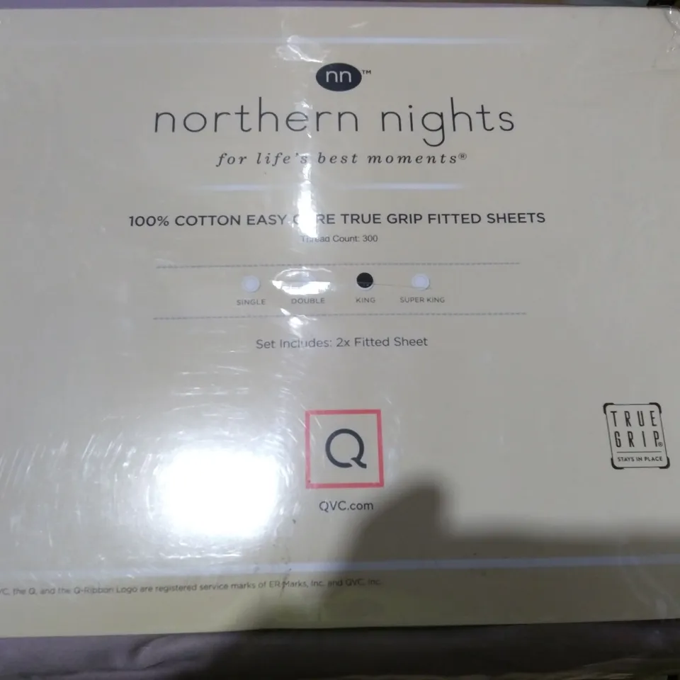 NORTHERN NIGHTS KING SIZE PURPLE 100% COTTON EASY CARE SET OF TWO FITTED SHEETS