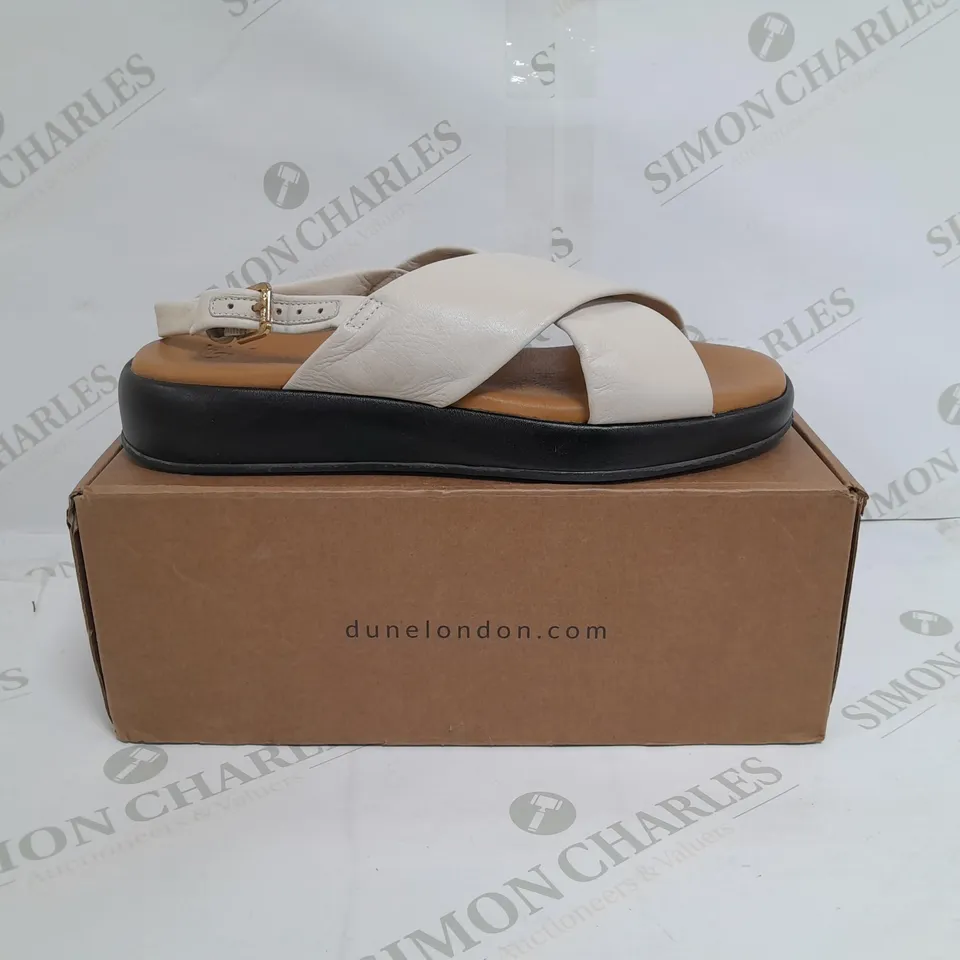 BOXED PAIR OF DUNE LEATHER SANDALS SIZE 8 