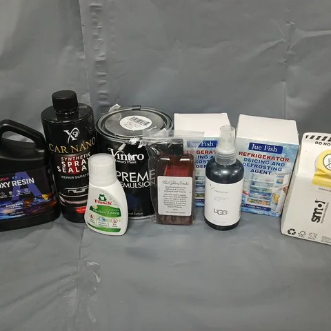 APPROXIMATELY 15 ASSORTED HOUSEHOLD ITEMS TO INCLUDE EPOXY RESIN, SPRAY SEALANT, FABRIC CONDITIONER, ETC - COLLECTION ONLY