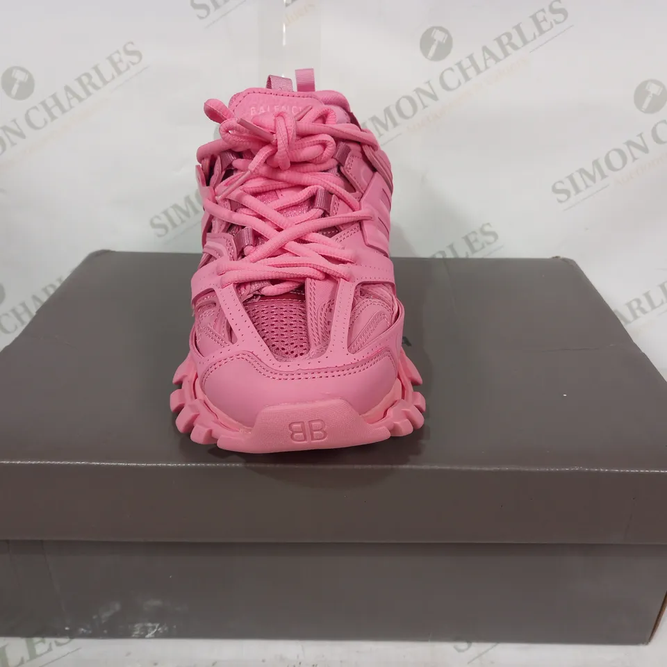 BOXED PAIR OF BALENCIAGA TRACK TRAINERS IN PINK UK SIZE 3