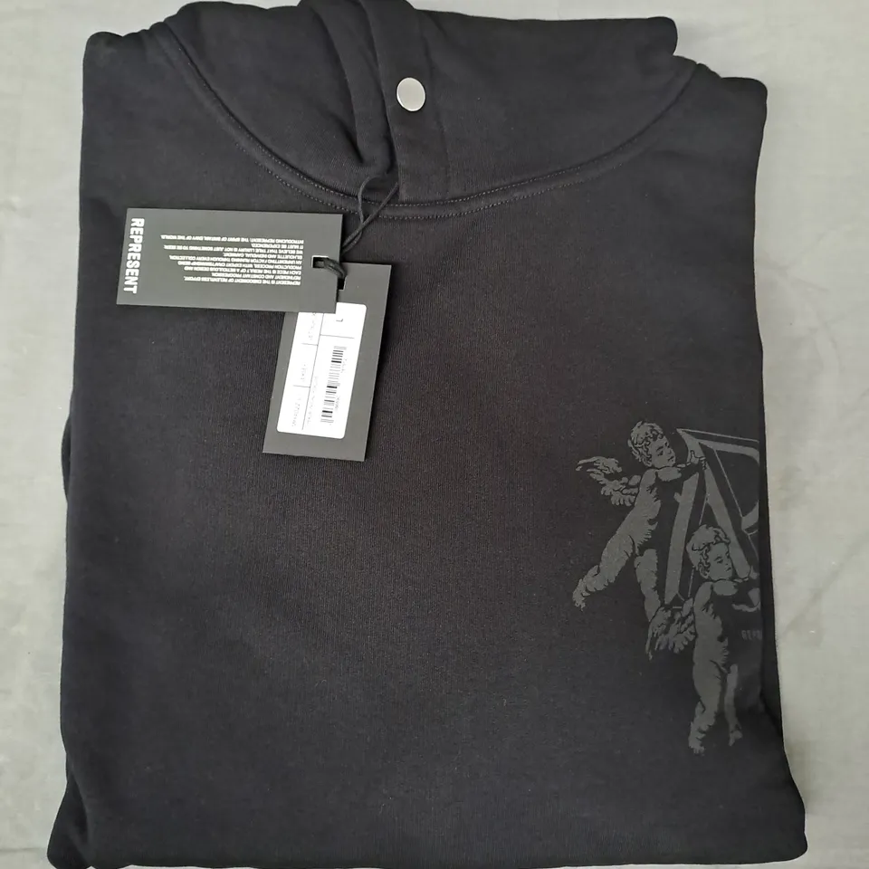 REPRESENT CHERUB INITIAL HOODIE IN BLACK SIZE L