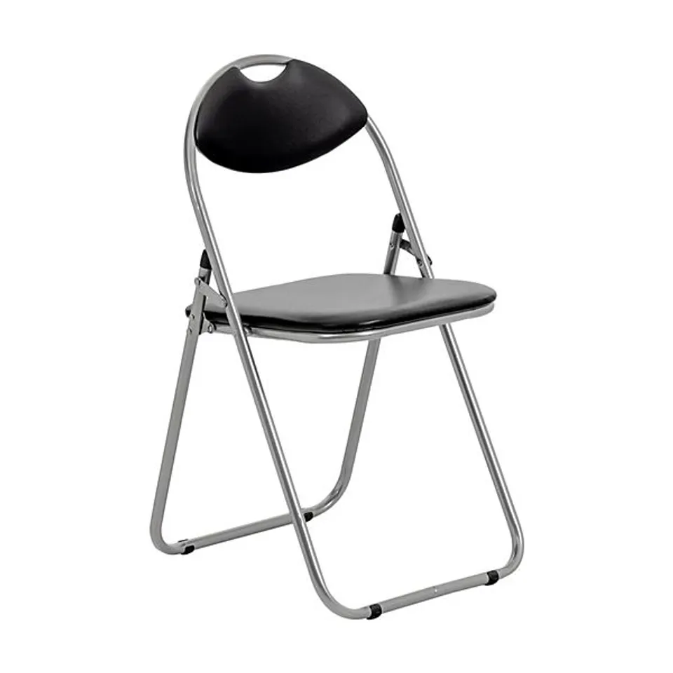 BOXED SET OF 6 HARBOUR HOUSEWARES PADDED FOLDING CHAIRS - BLACK/SILVER