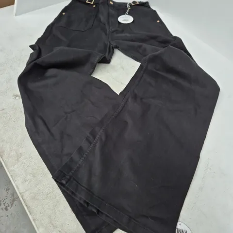 DONNA IDA MINNIE THE HIGH TOP FULL LENGTH WIDE LEG FLARED JEANS – BLACK, UK 14