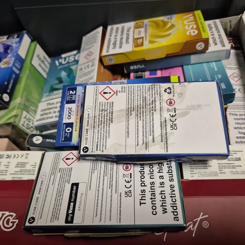 APPROXIMATELY 20 ASSORTED E-CIGARETTE PRODUCTS TO INCLUDE - LOST MARY , VUSE , VUSE 1000 ETC
