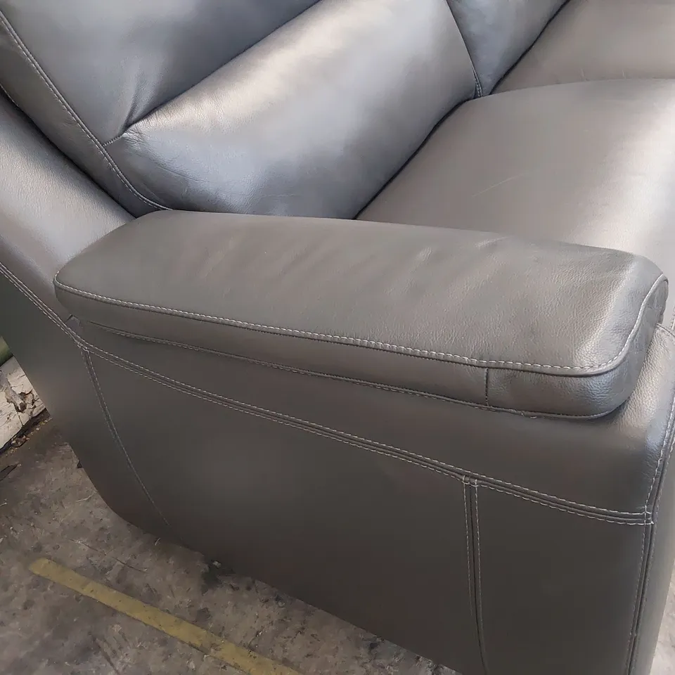 QUALITY ITALIAN DESIGNER POWER RECLINING THREE SEATER SOFA CHARCOAL LEATHER 