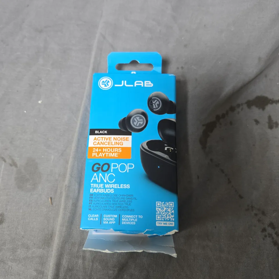 JLAB GO POP ANC TRUE WIRELESS EARBUDS – BLACK (CHARGING CASE & BOXED)