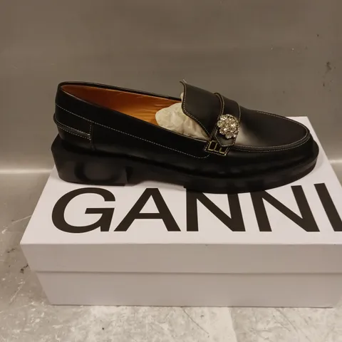 BOXED PAIR OF GANNI SLIP ON SHOES IN BLACK - 6.5