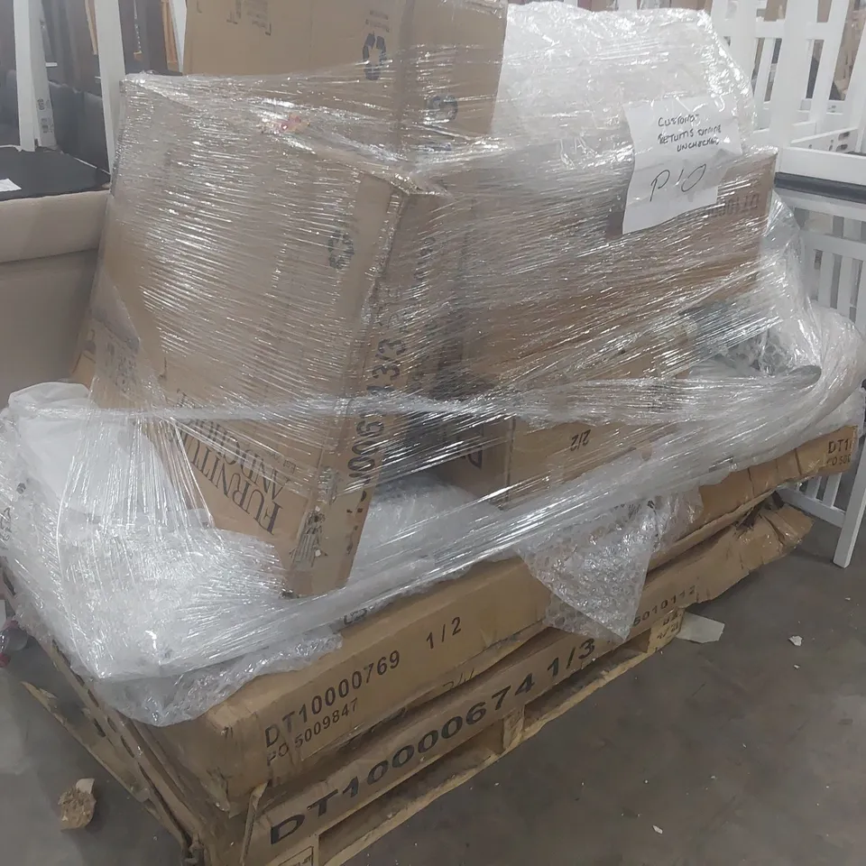 PALLET OF ASSORTED BOXED DINING TABLE PARTS