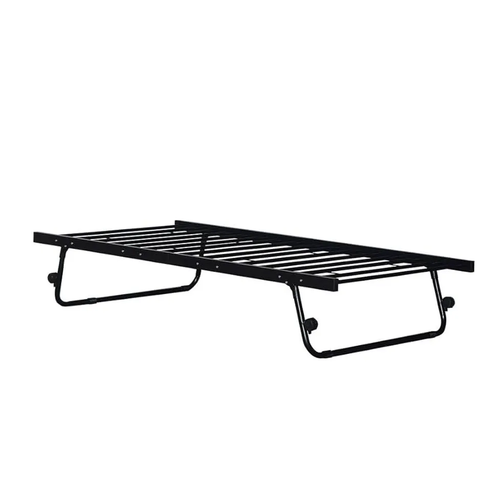 BOXED TRUNDLE BLACK METAL SINGLE BED - MATTE BLACK (1 BOX)