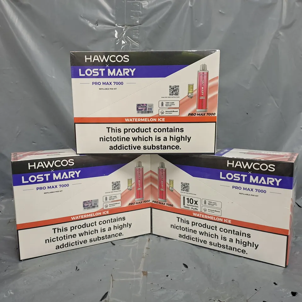 APPROXIMATELY 5 ASSORTED HAWCOS X LOST MARY E-CIGARETTE AND VAPE ITEMS