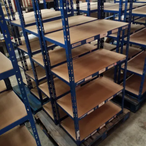 PALLET CONTAINING 2 5-TIER SHELVING UNITS 180×90×45CM - BLUE